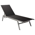 vidaXL Șezlong de plajă, negru, oțel și textilenă vidaXL Șezlong de plajă, negru, oțel și textilenă