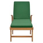 vidaXL Șezlong cu pernă, verde, lemn masiv de tec