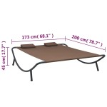 vidaXL Pat șezlong de exterior, maro, material textil vidaXL Pat șezlong de exterior, maro, material textil