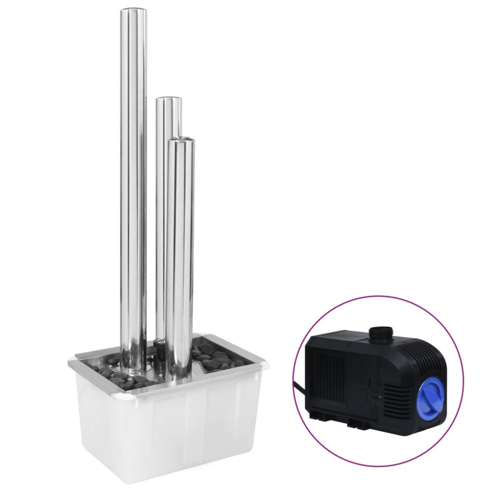 vidaXL Fântână de grădină, argintiu, 48x34x123 cm, oțel inoxidabil