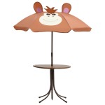 vidaXL Set bistro de grădină pentru copii, cu umbrelă, 3 piese, maro vidaXL Set bistro de grădină pentru copii, cu umbrelă, 3 piese, maro