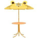 vidaXL Set bistro de grădină pentru copii, cu umbrelă, 3 piese, galben vidaXL Set bistro de grădină pentru copii, cu umbrelă, 3 piese, galben