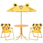 vidaXL Set bistro de grădină pentru copii, cu umbrelă, 3 piese, galben vidaXL Set bistro de grădină pentru copii, cu umbrelă, 3 piese, galben