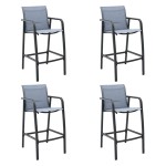 vidaXL Scaune de bar de grădină, 4 buc., gri, textilenă vidaXL Scaune de bar de grădină, 4 buc., gri, textilenă