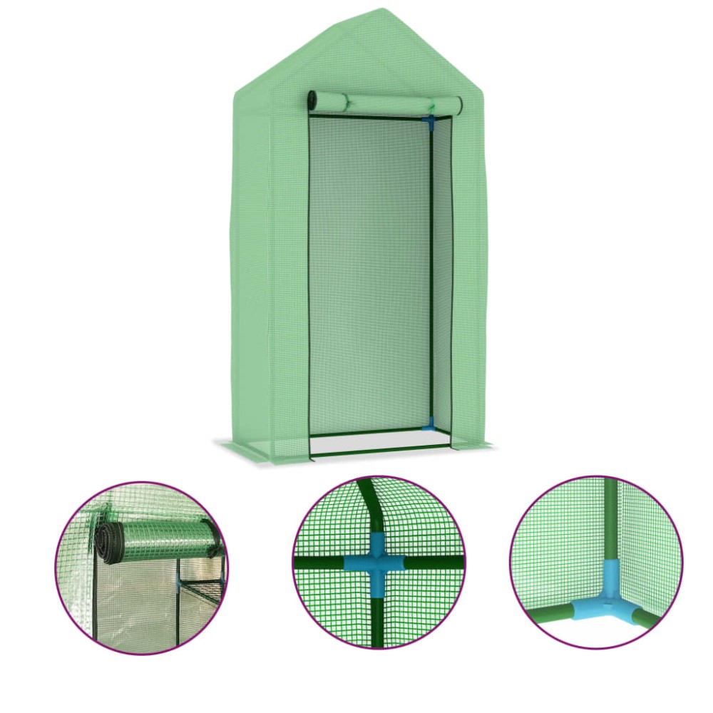 vidaXL Seră cu cadru din oțel, 0,5 m², 1 x 0,5 x 1,9 cm