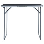 vidaXL Masă de camping pliabilă cu cadru metalic, gri, 80 x 60 cm vidaXL Masă de camping pliabilă cu cadru metalic, gri, 80 x 60 cm