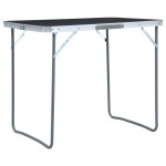 vidaXL Masă de camping pliabilă cu cadru metalic, gri, 80 x 60 cm vidaXL Masă de camping pliabilă cu cadru metalic, gri, 80 x 60 cm