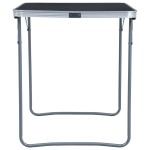 vidaXL Masă de camping pliabilă cu cadru metalic, gri, 80 x 60 cm vidaXL Masă de camping pliabilă cu cadru metalic, gri, 80 x 60 cm