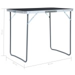 vidaXL Masă de camping pliabilă cu cadru metalic, gri, 80 x 60 cm vidaXL Masă de camping pliabilă cu cadru metalic, gri, 80 x 60 cm
