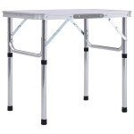vidaXL Masă de camping pliabilă, alb, 60 x 45 cm, aluminiu vidaXL Masă de camping pliabilă, alb, 60 x 45 cm, aluminiu