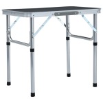 vidaXL Masă de camping pliabilă, gri, 60 x 45 cm, aluminiu vidaXL Masă de camping pliabilă, gri, 60 x 45 cm, aluminiu