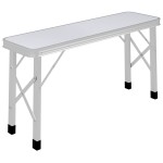 vidaXL Masă de camping pliabilă cu 2 bănci, alb, aluminiu