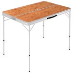 vidaXL Masă de camping pliabilă cu 2 bănci, maro, aluminiu