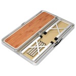 vidaXL Masă de camping pliabilă cu 2 bănci, maro, aluminiu