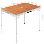 vidaXL Masă de camping pliabilă cu 2 bănci, maro, aluminiu