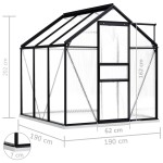 vidaXL Seră cu cadru de bază, antracit, 3,61 m², aluminiu vidaXL Seră cu cadru de bază, antracit, 3,61 m², aluminiu