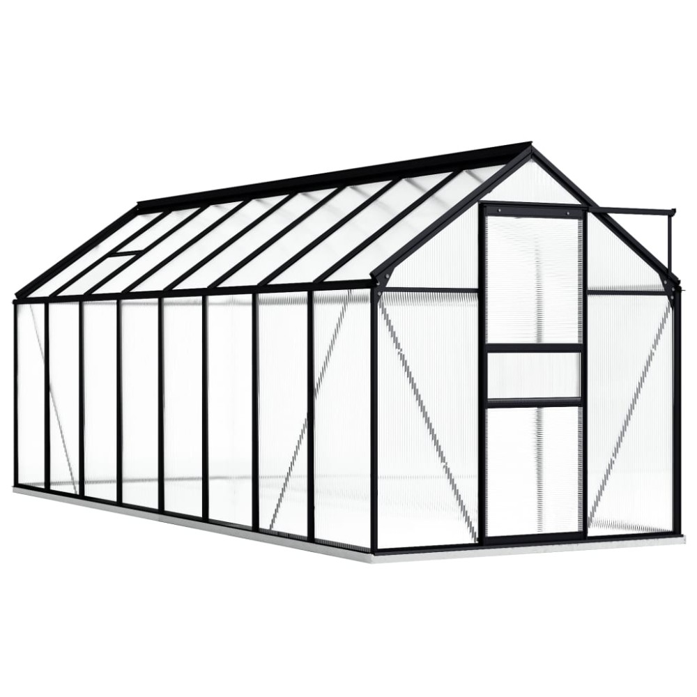 vidaXL Seră cu cadru de bază, antracit, 9,31 m², aluminiu