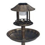 vidaXL Baie pentru păsări decorativă, cu LED alimentat solar, plastic vidaXL Baie pentru păsări decorativă, cu LED alimentat solar, plastic
