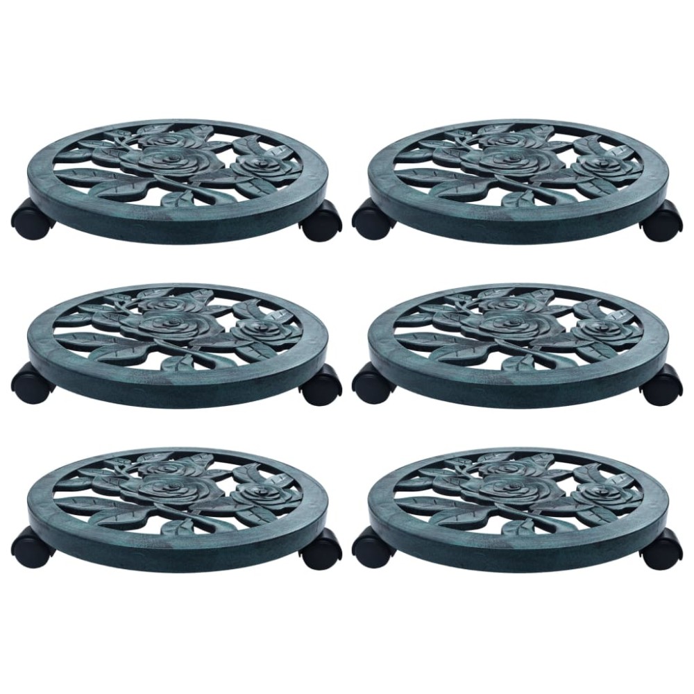 vidaXL Suporturi de plante cu role, 6 buc., verde, 38 cm, plastic