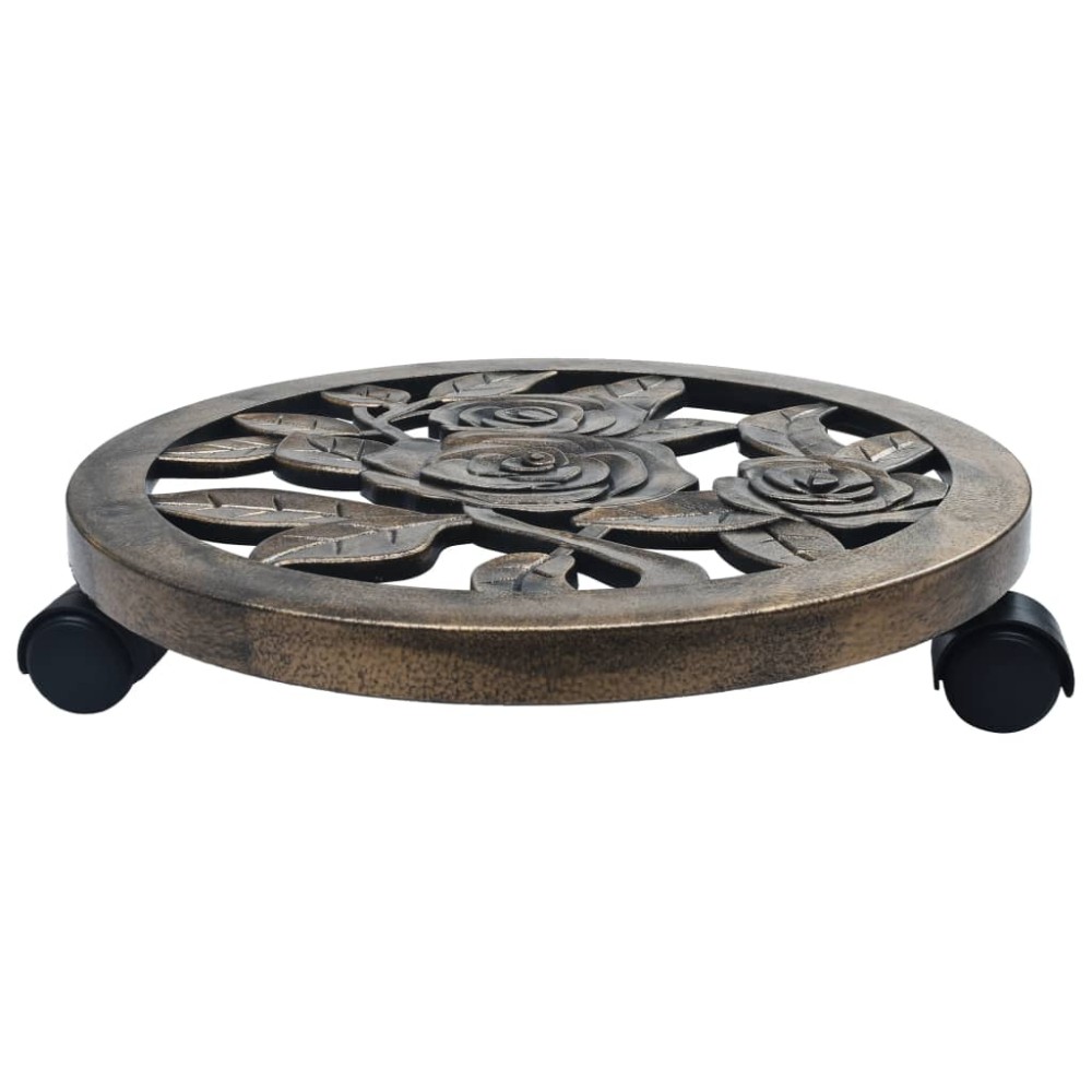 vidaXL Suporturi de plante cu role, 6 buc., bronz, 38 cm, plastic