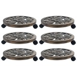 vidaXL Suporturi de plante cu role, 6 buc., bronz, 38 cm, plastic