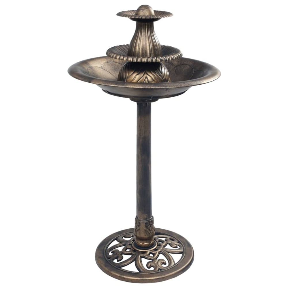 vidaXL Bazin pentru păsări cu fântână, bronz, 50 x 91 cm, plastic