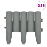 vidaXL Borduri de gazon, 36 buc., gri, 10 m, PP