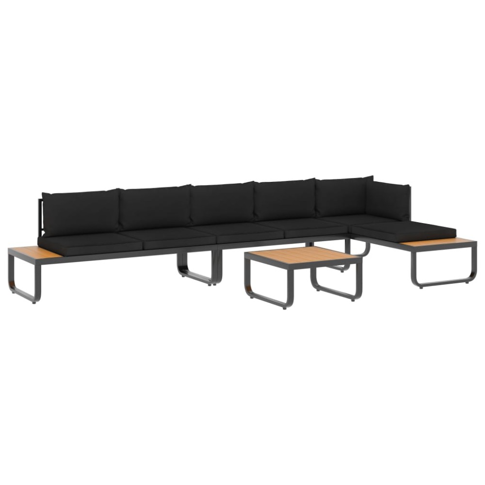 vidaXL Set canapea de grădină colțar cu perne, 4 piese, aluminiu, WPC