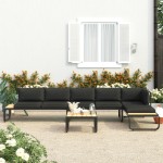 vidaXL Set canapea de grădină colțar cu perne, 4 piese, aluminiu, WPC vidaXL Set canapea de grădină colțar cu perne, 4 piese, aluminiu, WPC