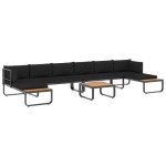 vidaXL Set canapea de grădină colțar cu perne, 5 piese, aluminiu, WPC vidaXL Set canapea de grădină colțar cu perne, 5 piese, aluminiu, WPC