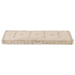 vidaXL Pernă podea canapea din paleți, bej, 120 x 40 x 7 cm, bumbac vidaXL Pernă podea canapea din paleți, bej, 120 x 40 x 7 cm, bumbac