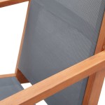 vidaXL Șezlong de grădină, gri, lemn masiv de eucalipt și textilenă