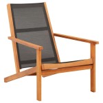 vidaXL Șezlong de grădină, negru, lemn masiv de eucalipt & textilenă