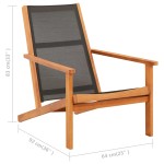 vidaXL Șezlong de grădină, negru, lemn masiv de eucalipt & textilenă