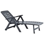 vidaXL Șezlong pliabil, antracit, plastic