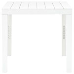 vidaXL Masă de grădină cu 2 bănci, alb, plastic
