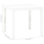vidaXL Masă de grădină, alb, 78 x 78 x 72 cm, plastic