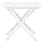 vidaXL Masă de grădină pliabilă, alb, 79 x 72 x 70 cm, plastic