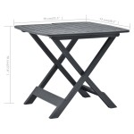 vidaXL Masă de grădină pliabilă, antracit, 79 x 72 x 70 cm, plastic