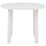 vidaXL Masă de grădină, alb, 89 cm, plastic
