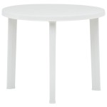 vidaXL Masă de grădină, alb, 89 cm, plastic