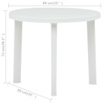 vidaXL Masă de grădină, alb, 89 cm, plastic