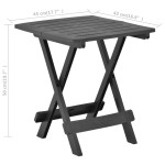 vidaXL Masă de grădină pliabilă, antracit, 45 x 43 x 50 cm, plastic