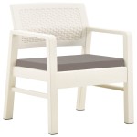 vidaXL Set mobilier de grădină, 3 piese, alb, plastic vidaXL Set mobilier de grădină, 3 piese, alb, plastic
