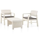 vidaXL Set mobilier de grădină, 3 piese, alb, plastic vidaXL Set mobilier de grădină, 3 piese, alb, plastic