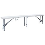 vidaXL Bănci de grădină pliabile, 2 buc., alb, 180 cm, HDPE vidaXL Bănci de grădină pliabile, 2 buc., alb, 180 cm, HDPE