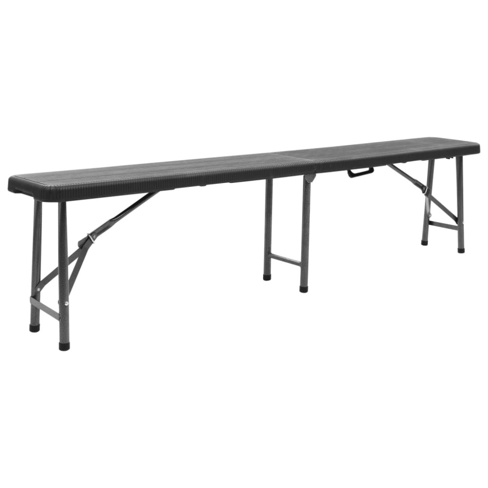 vidaXL Bănci de grădină pliabile, 2 buc., negru, 180 cm, HDPE