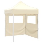 vidaXL Cort de petrecere pliabil cu 2 pereți, crem, 2 x 2 m, oțel vidaXL Cort de petrecere pliabil cu 2 pereți, crem, 2 x 2 m, oțel