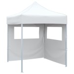 vidaXL Cort de petrecere pliabil cu 2 pereți laterali, alb, 2x2m, oțel vidaXL Cort de petrecere pliabil cu 2 pereți laterali, alb, 2x2m, oțel