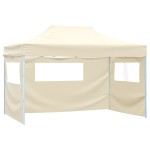 vidaXL Cort de petrecere pliabil cu 3 pereți, crem, 3 x 4 m, oțel vidaXL Cort de petrecere pliabil cu 3 pereți, crem, 3 x 4 m, oțel